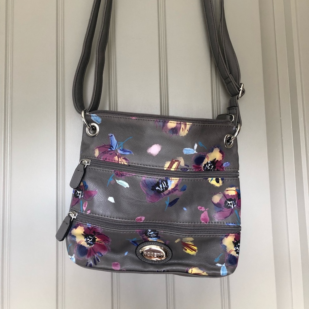Grey and floral purse never used